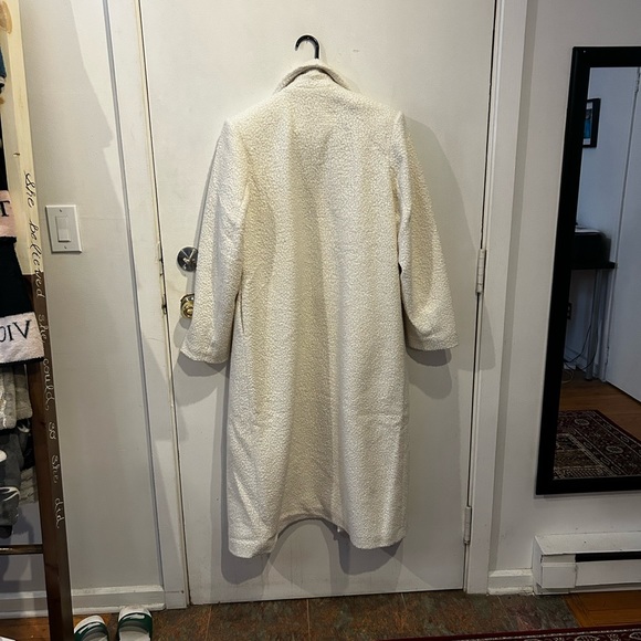 PrettyLittleThing faux shearling long coat - cream colour - Picture 6 of 7